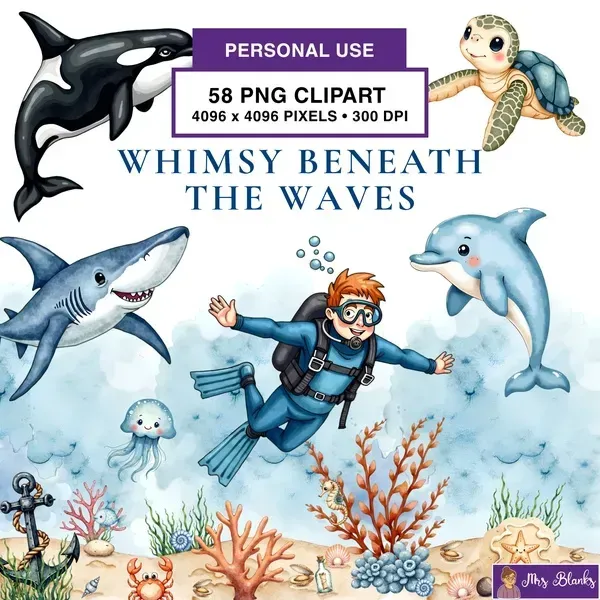 Ocean Adventure Clipart PNG - Personal Use License