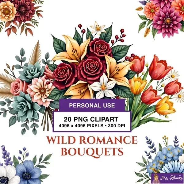 Floral Bouquet Clipart PNG - Personal Use License