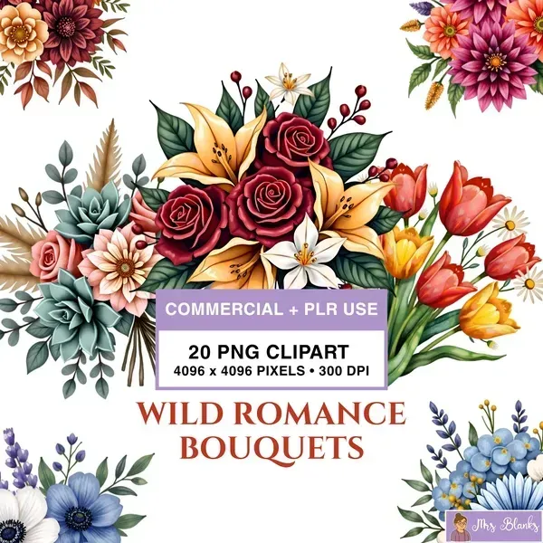 Floral Bouquet Clipart PNG - Commercial + PLR Use License