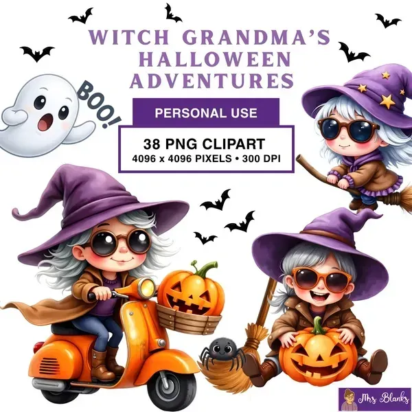 Halloween Grandma Clipart PNG - Personal Use License