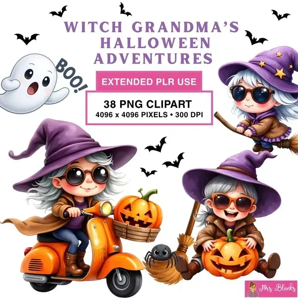 Halloween Grandma Clipart PNG - Extended License