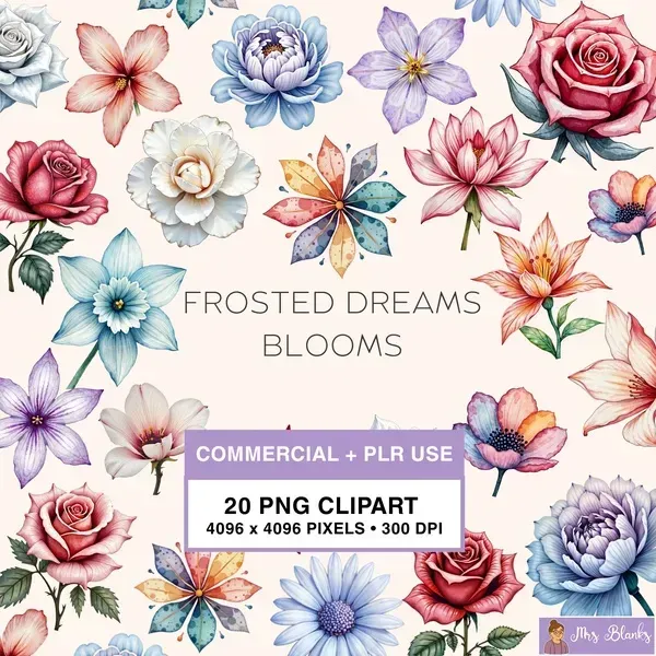 Pastel Floral Clipart PNG - Commercial + PLR Use License