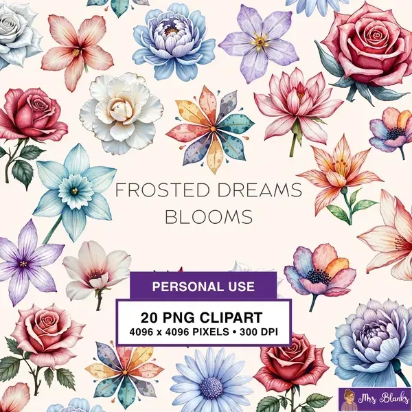 Pastel Floral Clipart PNG - Personal Use License