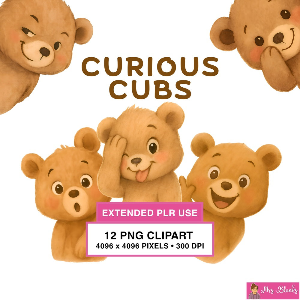 Cute Bear Cubs Clipart PNG - Extended License