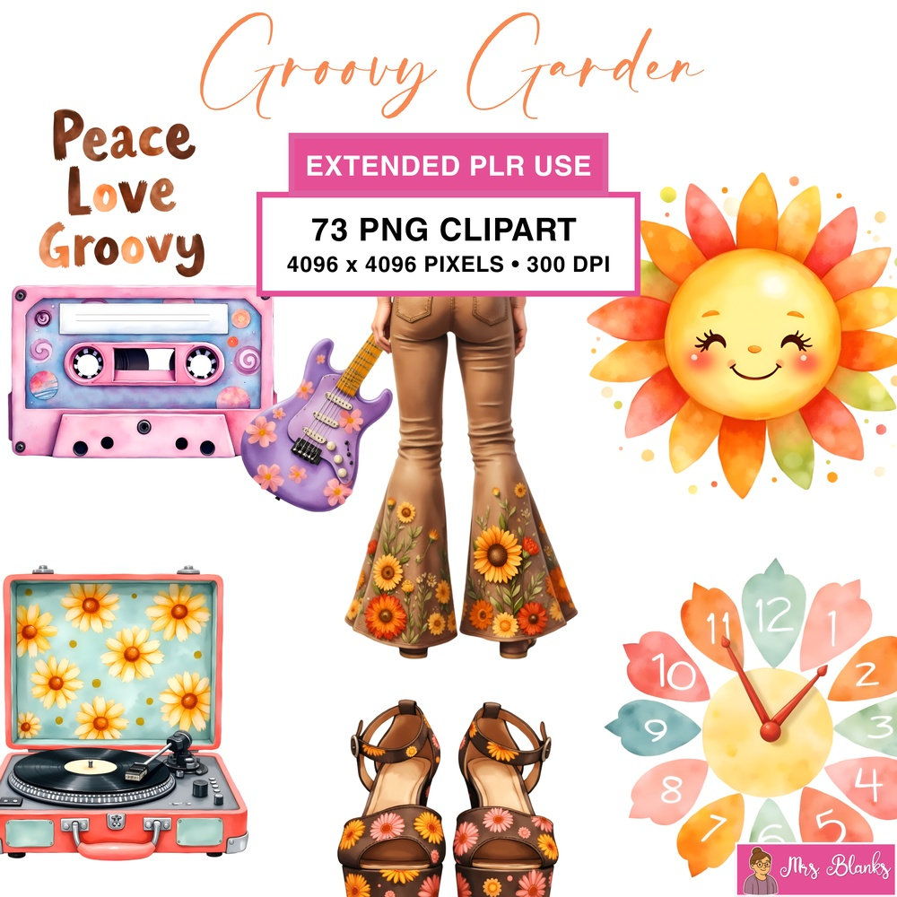 Retro Garden Clipart PNG - Extended License