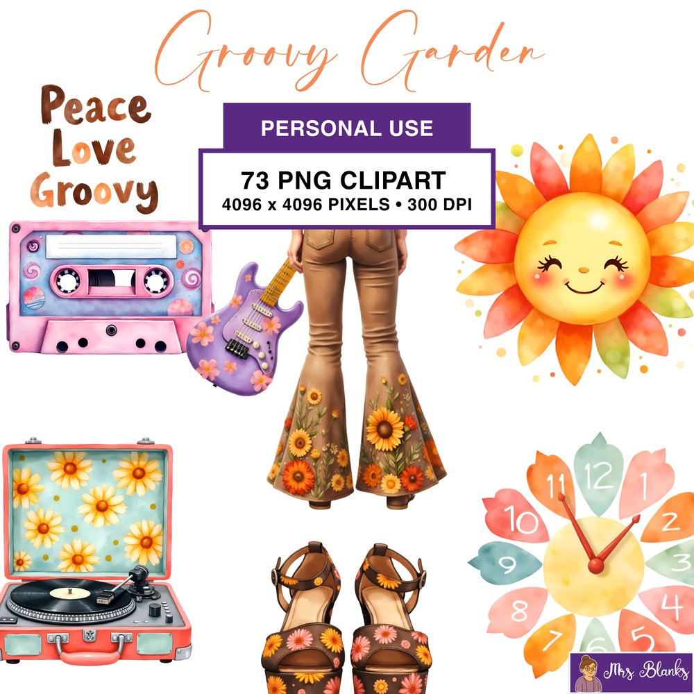 Retro Garden Clipart PNG - Personal Use License