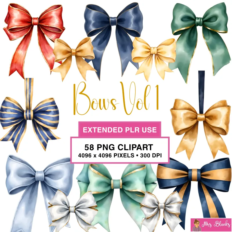 Decorative Bow Collection Clipart PNG - Extended License
