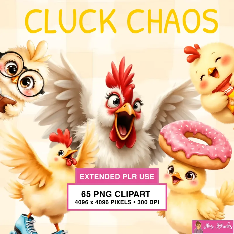 Funny Chicken and Farm Pun Clipart - Cluck Chaos