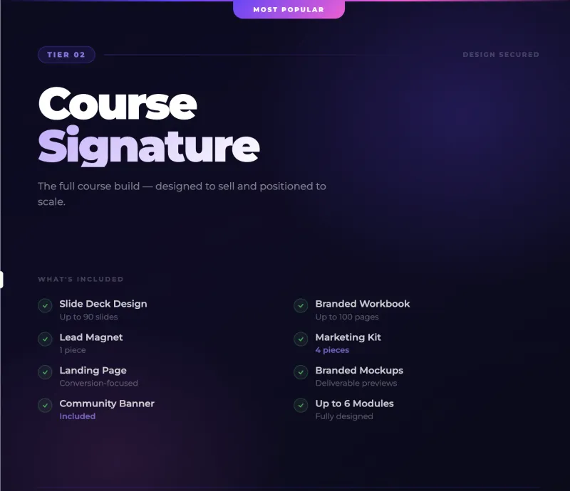 Course Signature (Most Popular)