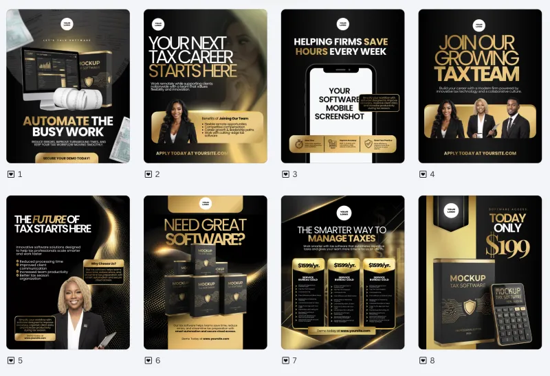 Black and Gold Tax Software and Recruiting Content Pack