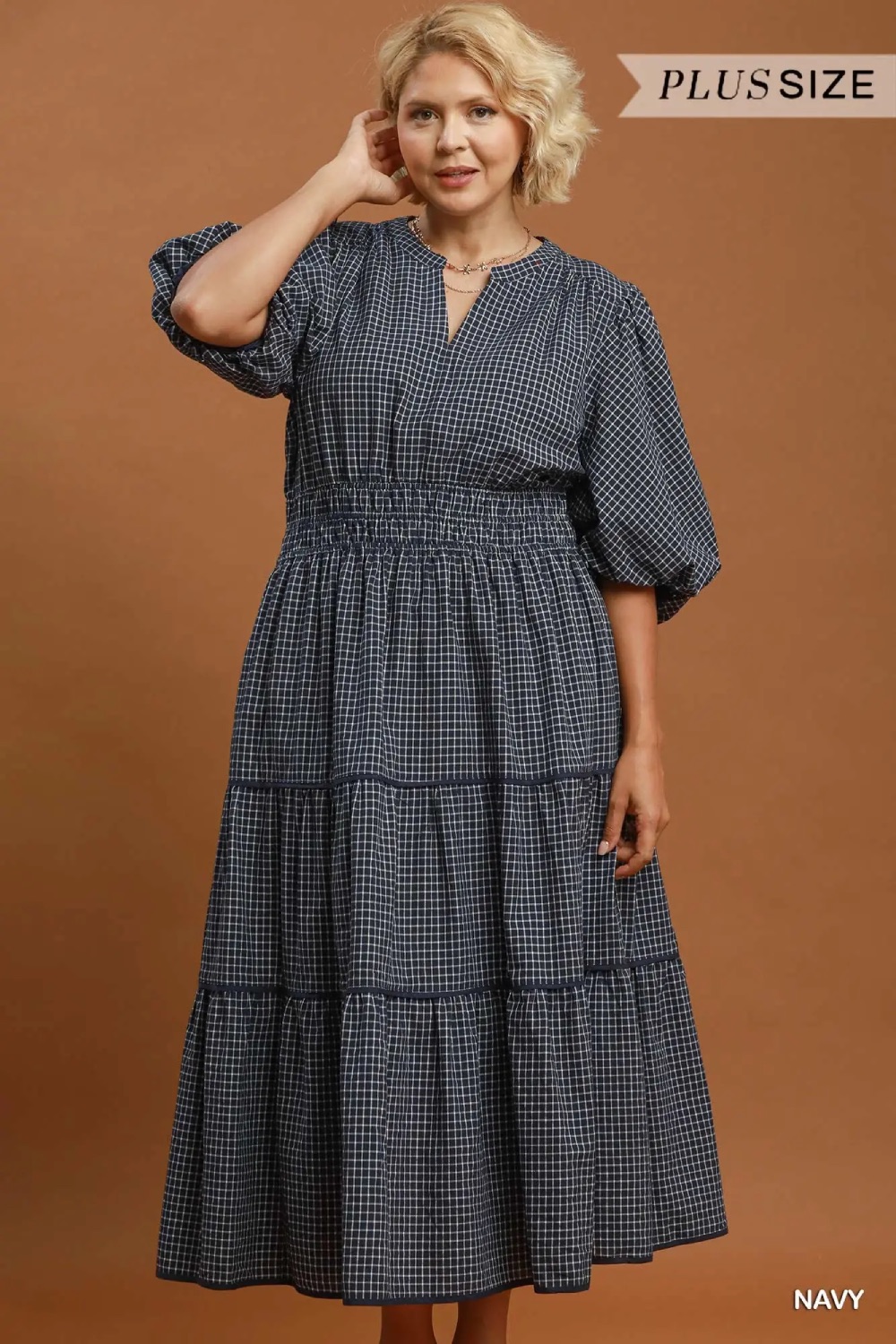 Luz  Navy Midi Dress