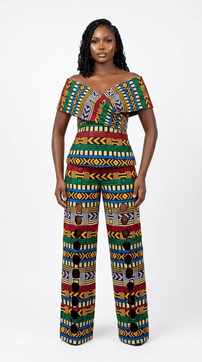 African Handwoven Two-Piece Set – Women's pants and top| ApekeUrban