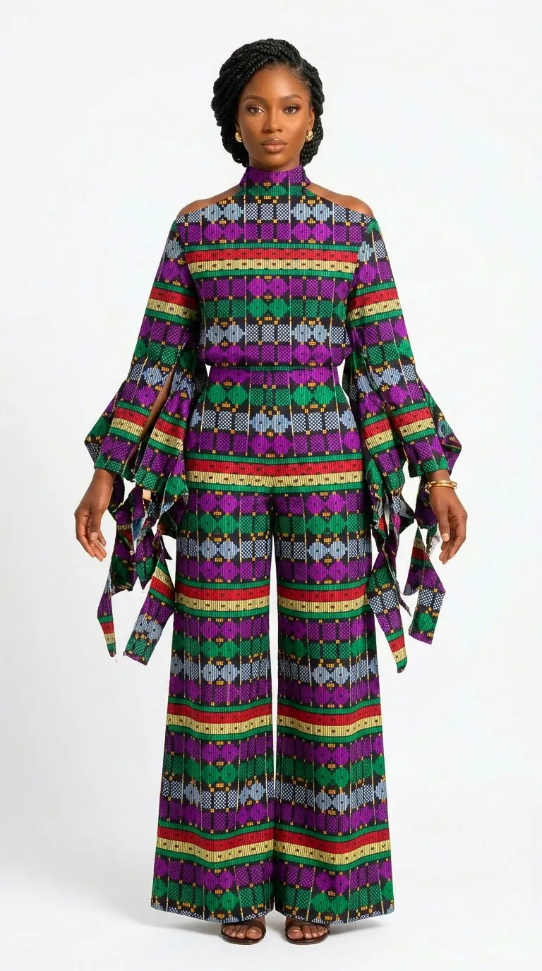 African Handwoven Two-Piece Set – Women's pants and top| ApekeUrban