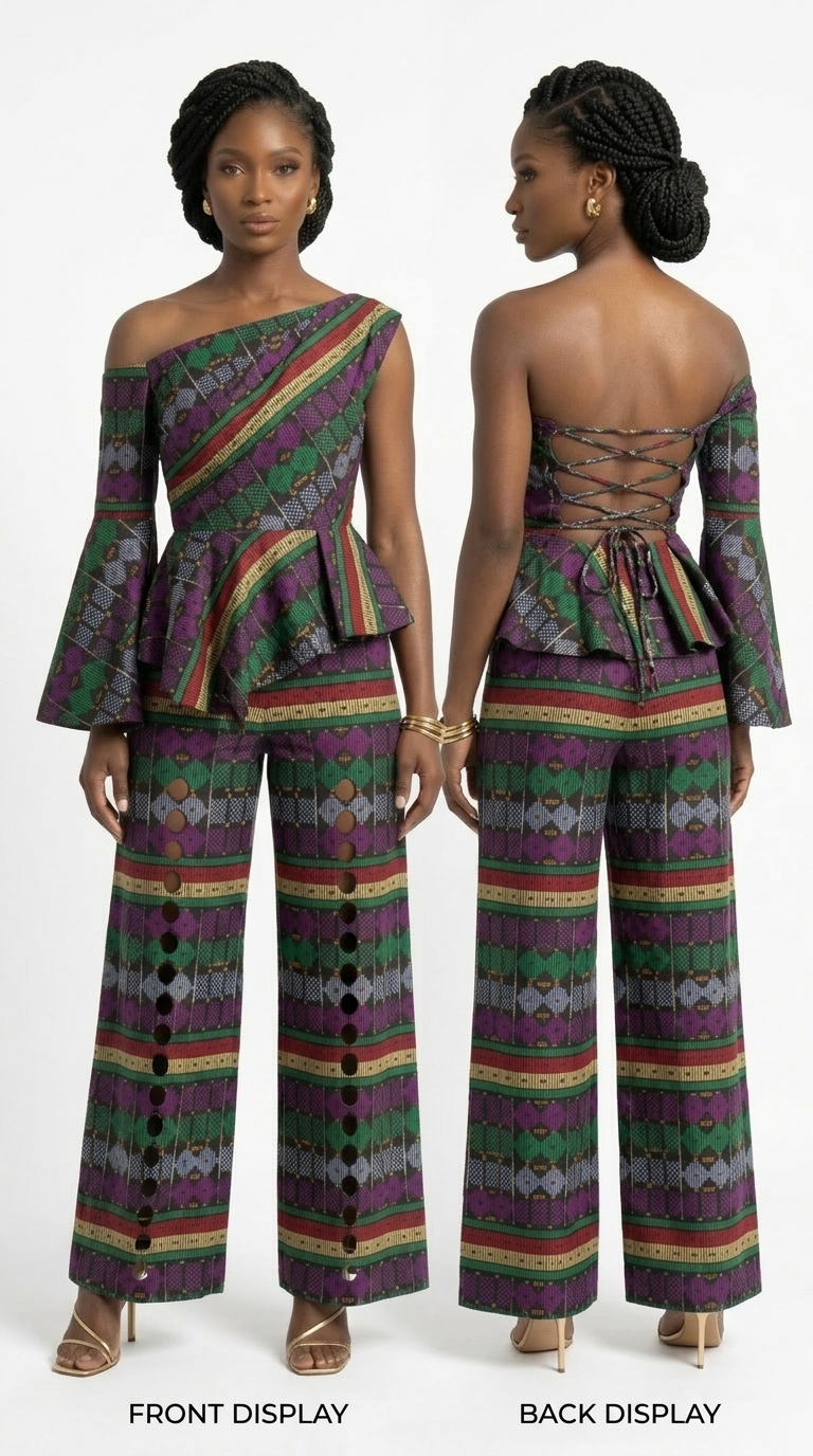 African Handwoven Two-Piece Set – Women's pants and top| ApekeUrban