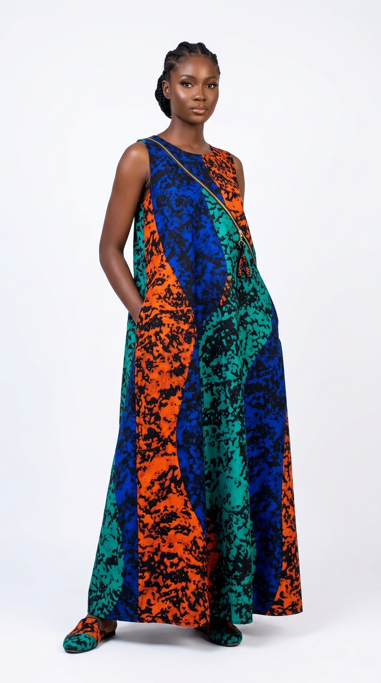 Urban-Mum Nursing Maxi Gown | Ankara African Print Breastfeeding-Friendly Dress