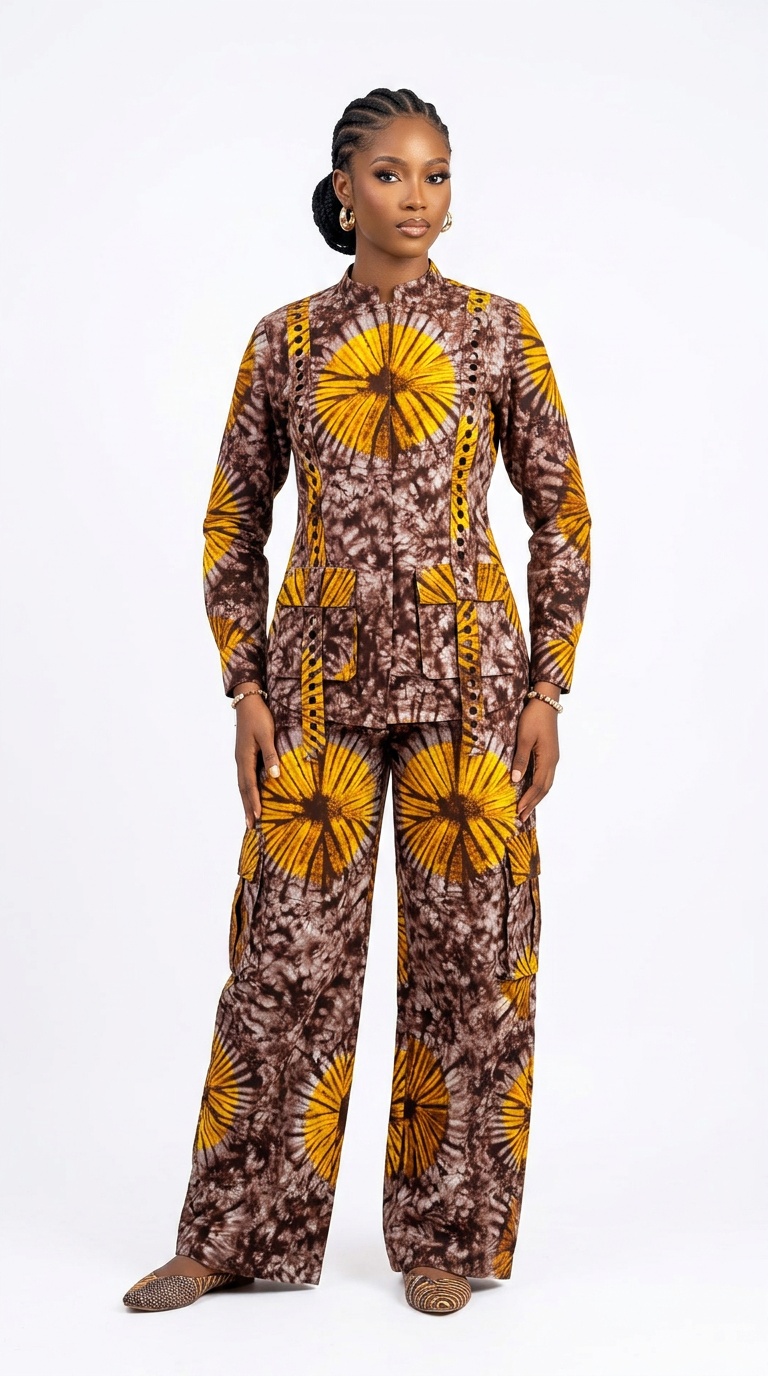 Urban-Elite Elegant Two-Piece Ankara Cotton Set | African Print Top & Skirt/Pants Co-ord