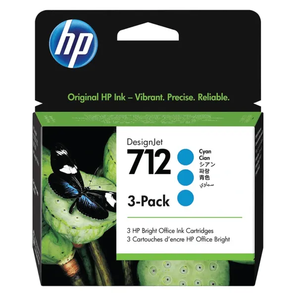 HP 712 Cyan 3-Pack 29ml Ink Cartridge - 3ED77A