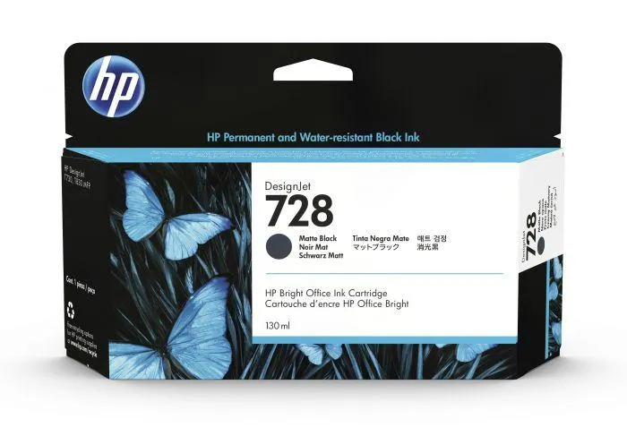 HP 728 130ml Matte Black DesignJet Ink Cartridge – 3WX25A