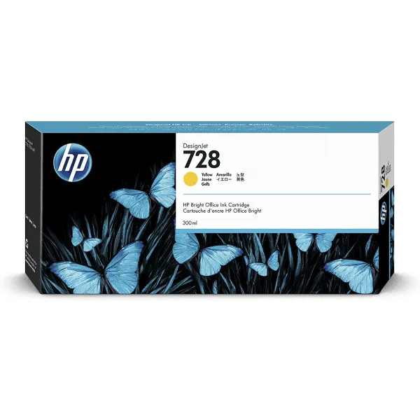 HP 728 300ml Yellow DesignJet Ink Cartridge – F9K15A
