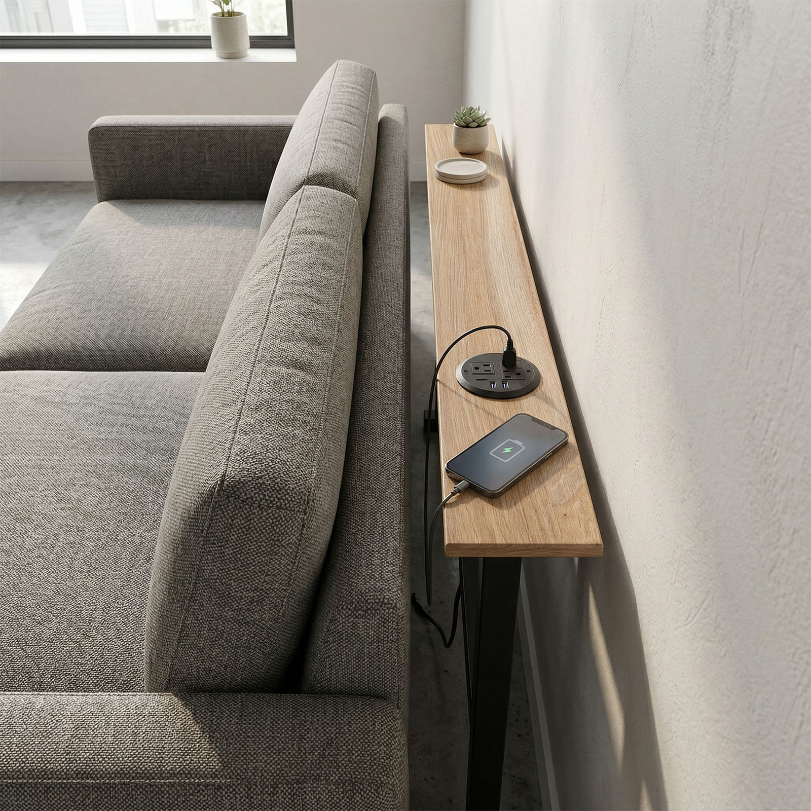 PowerRail Console - Space-Saving Charging Console Table