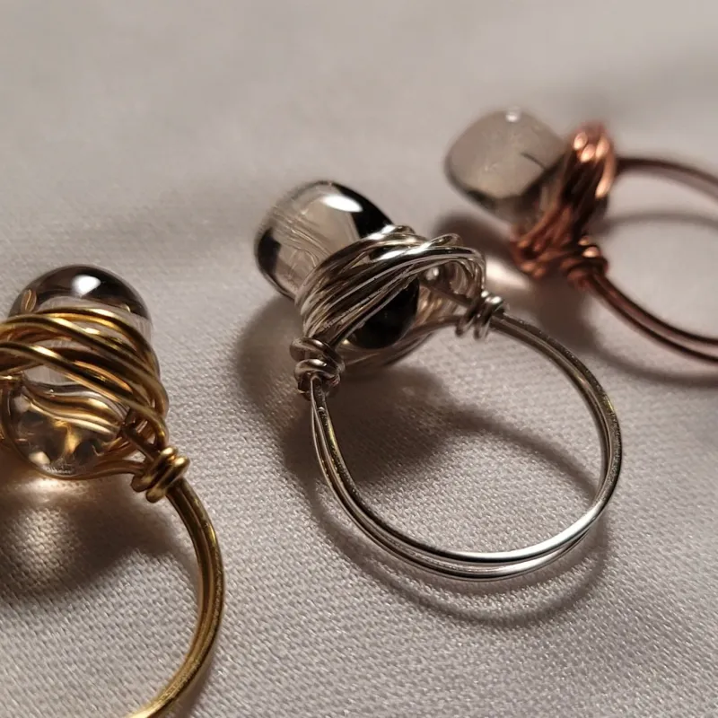 Crystal Fidget Spinner Ring - Copper Wire Wrapped Anxiety Relief Jewelry for Stress & Mindfulness