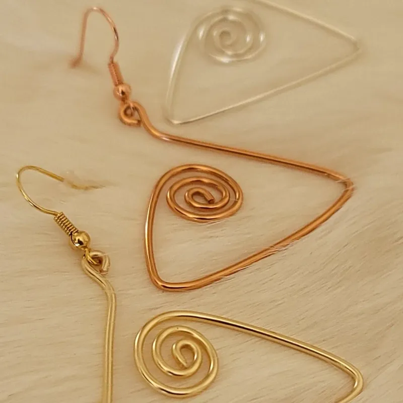 Spiral Copper Earrings, Wire Wrapped Earrings, Copper Jewelry