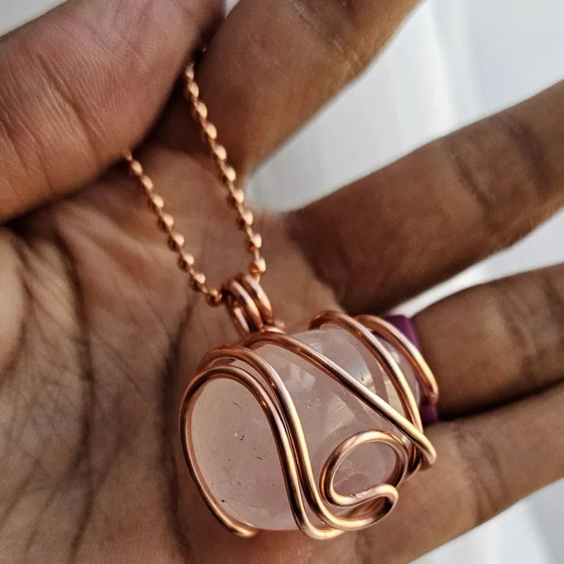 Pure Copper Neck Cuff with Sacred Ankh Crystal Pendant