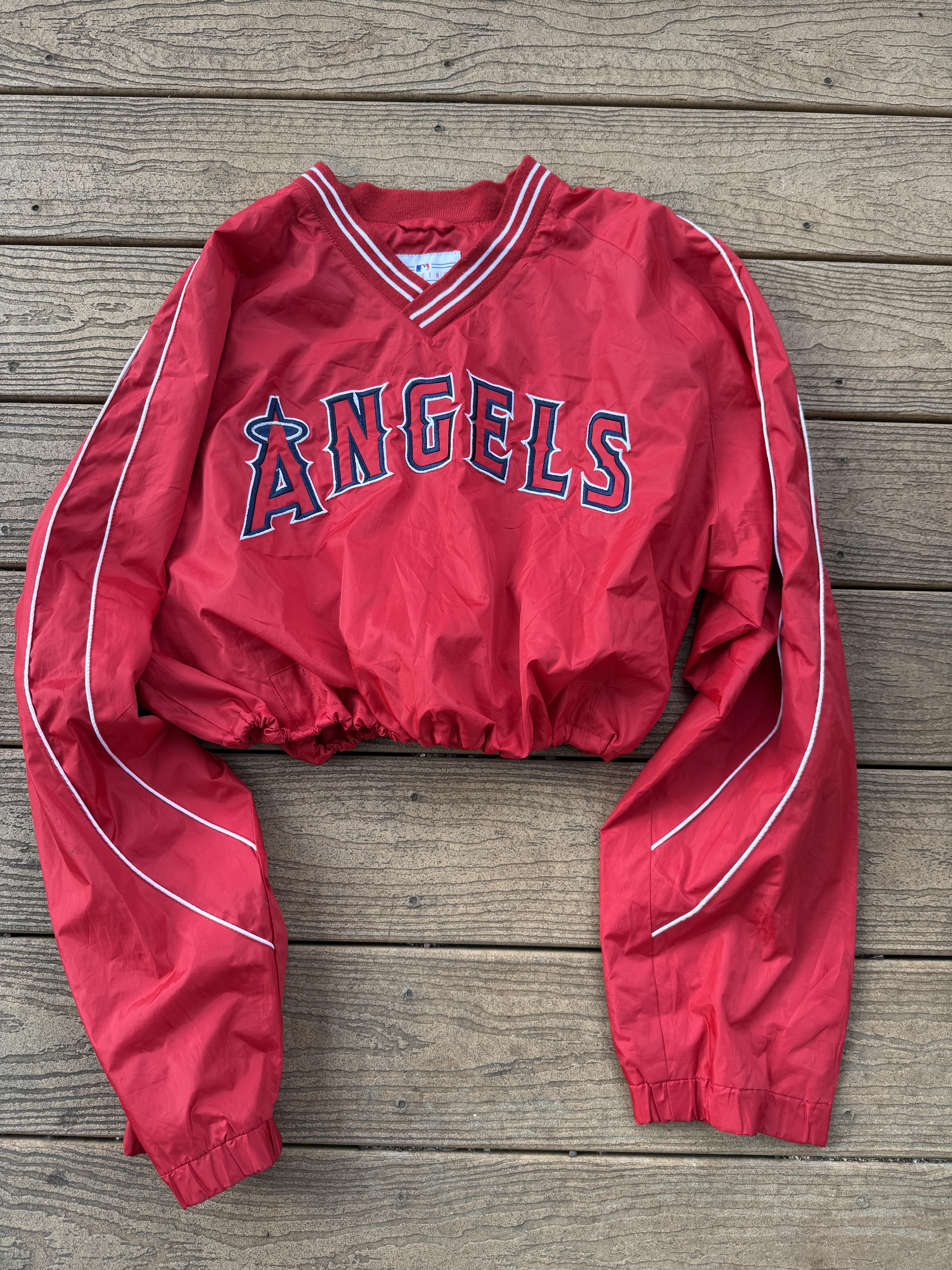 Los Angeles Angels Windbreaker Cropped Vintage Pullover Pro baseball MLB Large