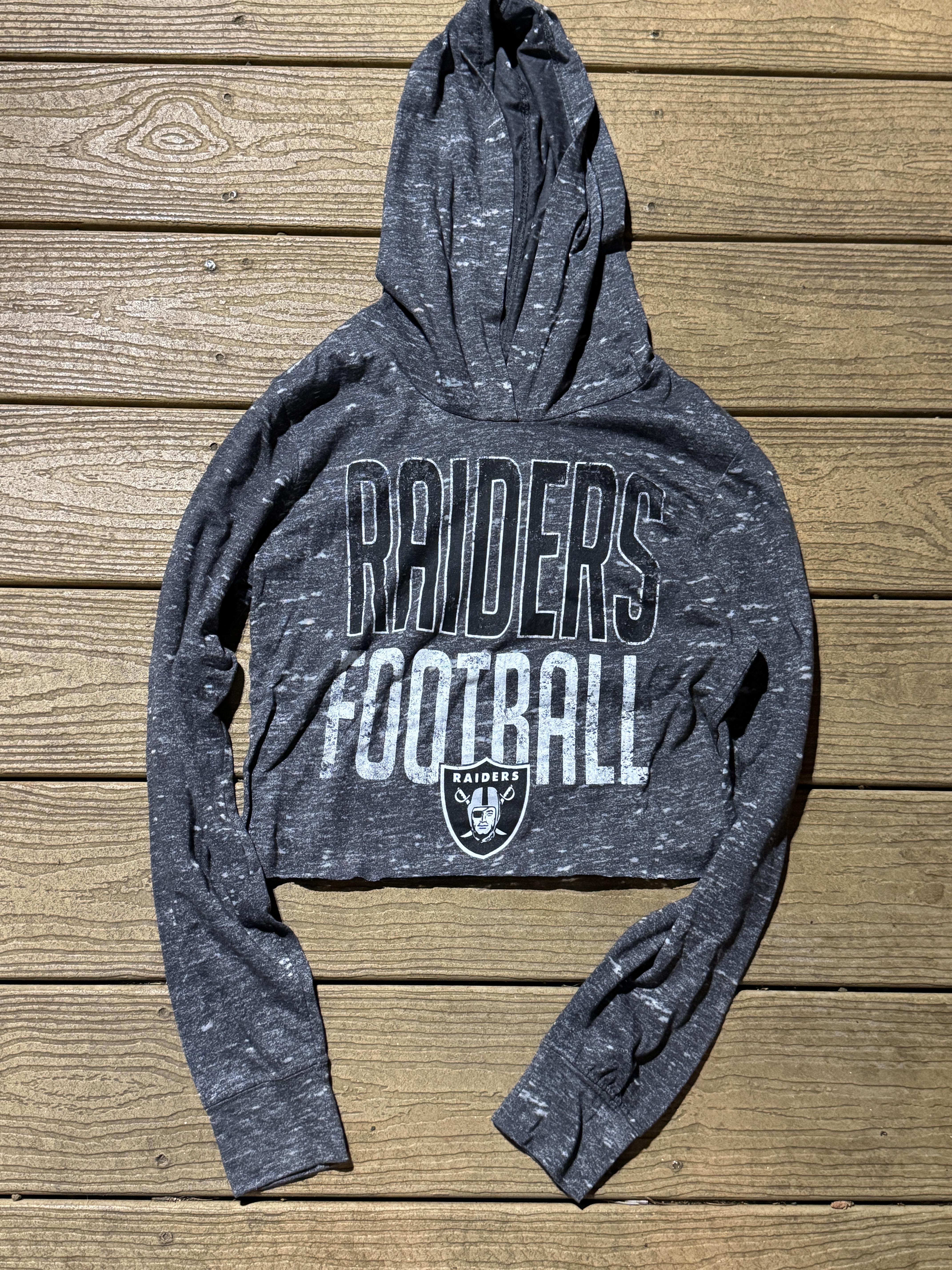Las Vegas Raiders Cropped Vintage Hoodie Tee NFL Medium