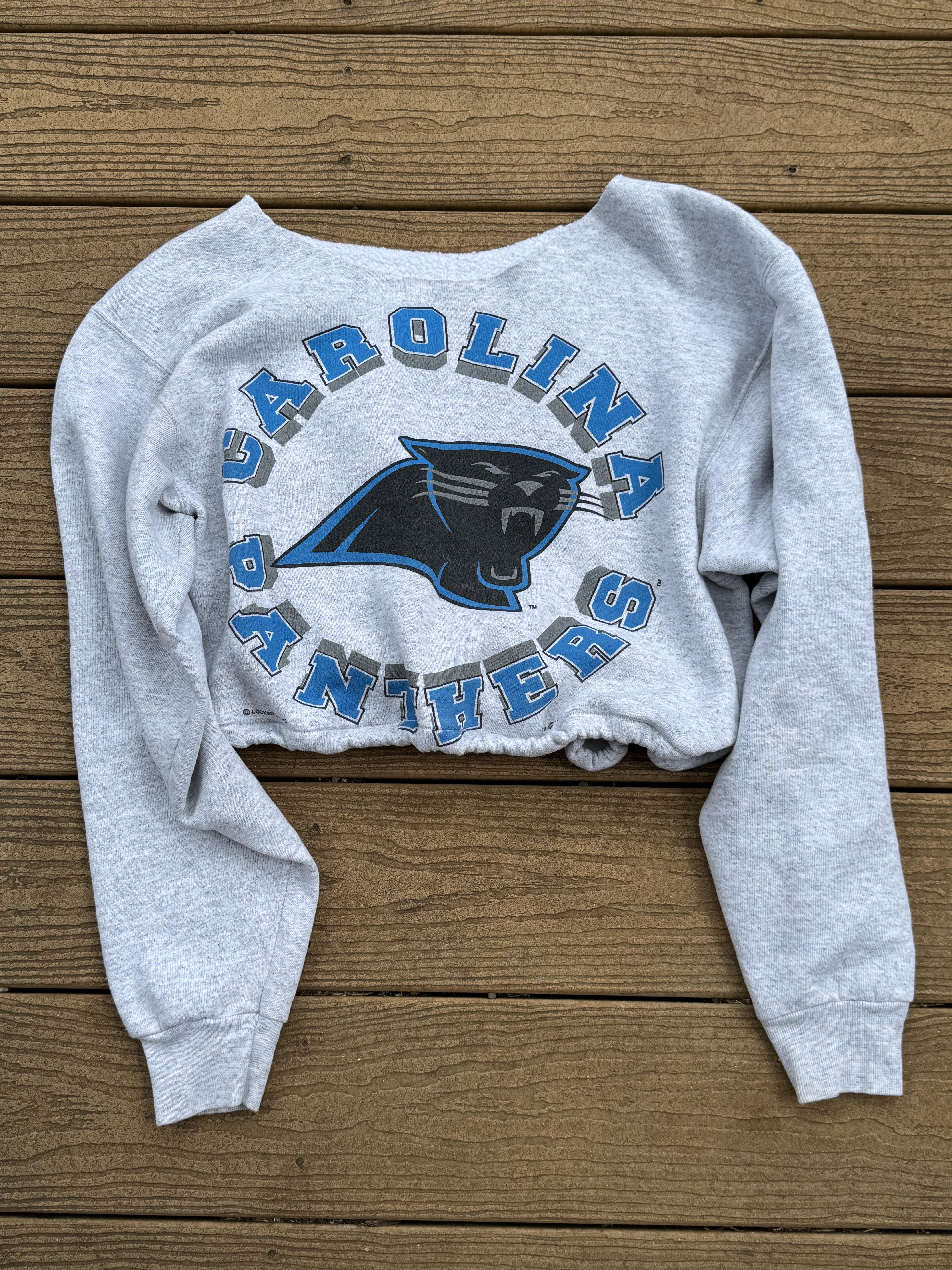 Carolina Panthers Crop Gray Sweatshirt Vintage NFL Small