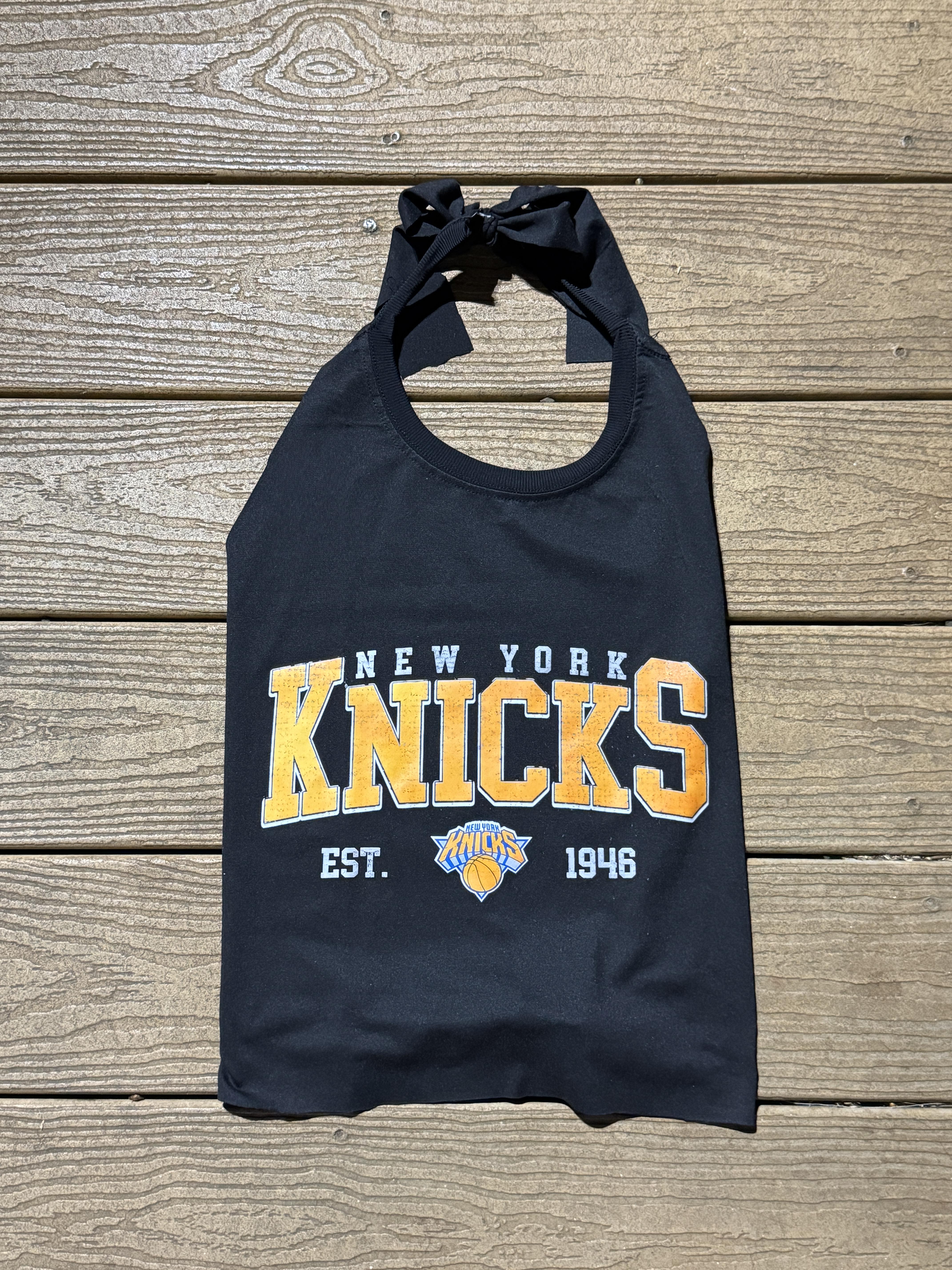  New York Knicks Vintage Reworked Halter Top Basketball NBA Finals One Size Black 