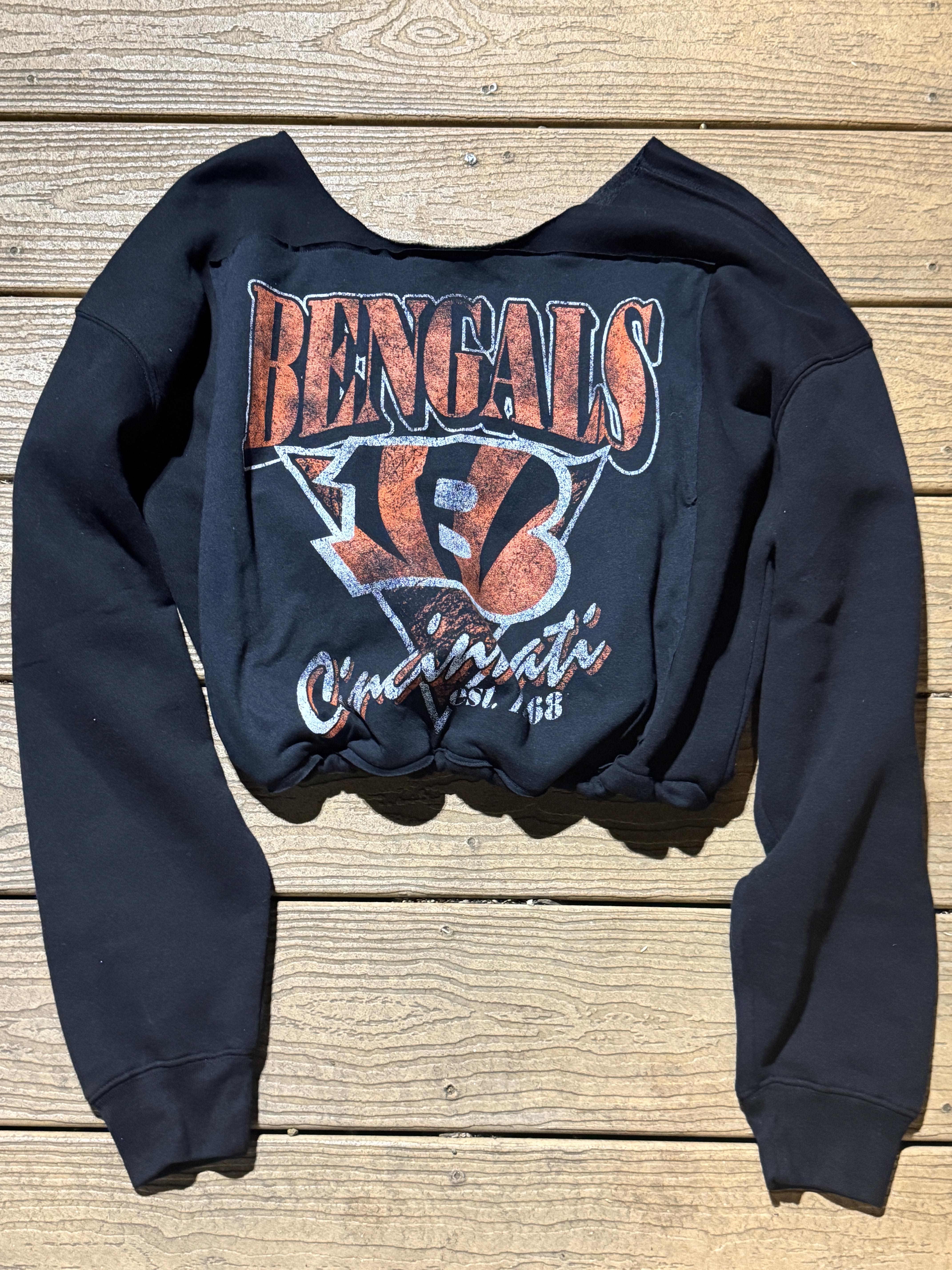 Cincinnatti Bengals Crop Sweatshirt Vintage NFL One Size Black