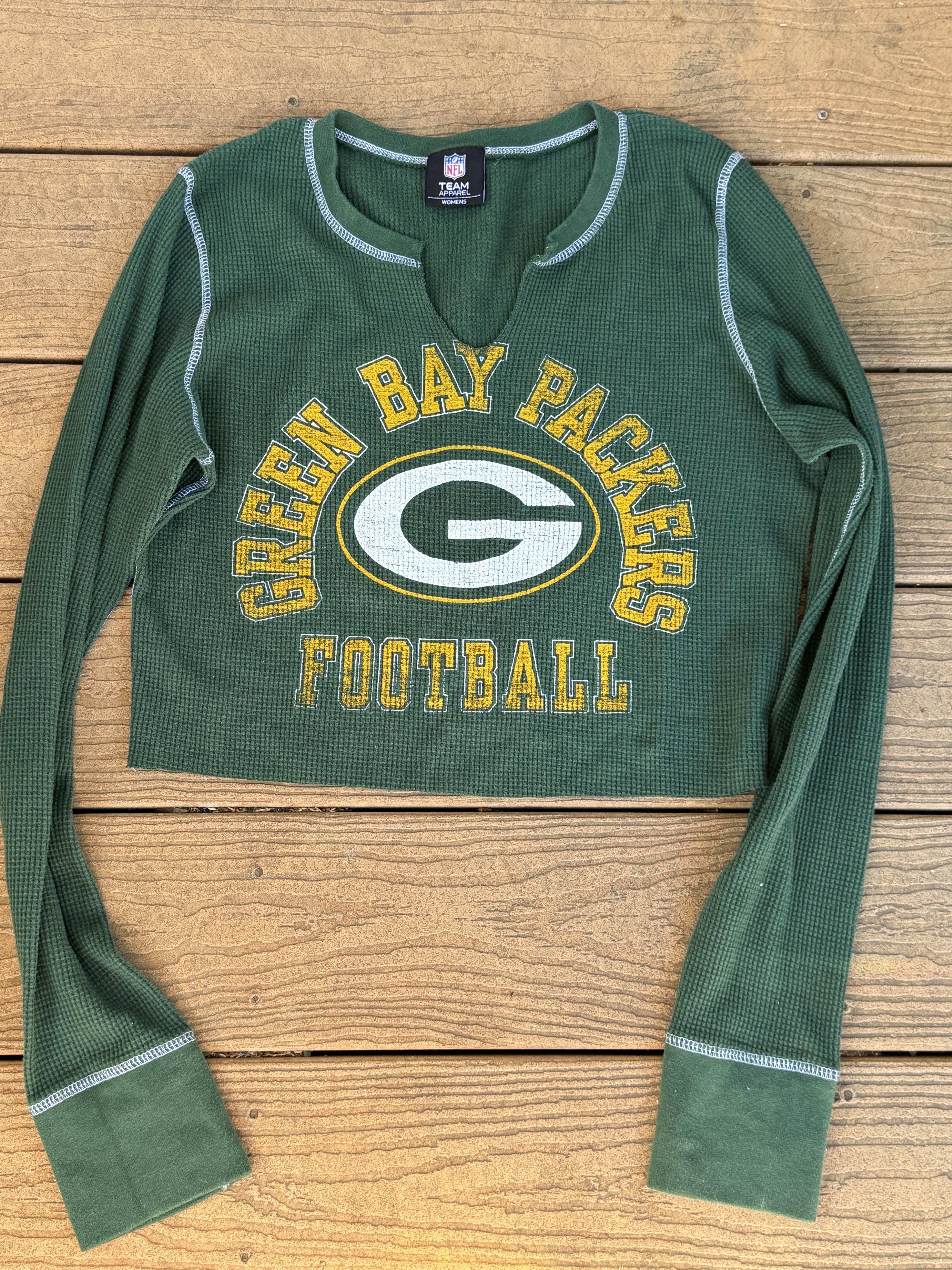 Green Bay Packers Crop Long sleeve Green Tee Vintage NFL Medium
