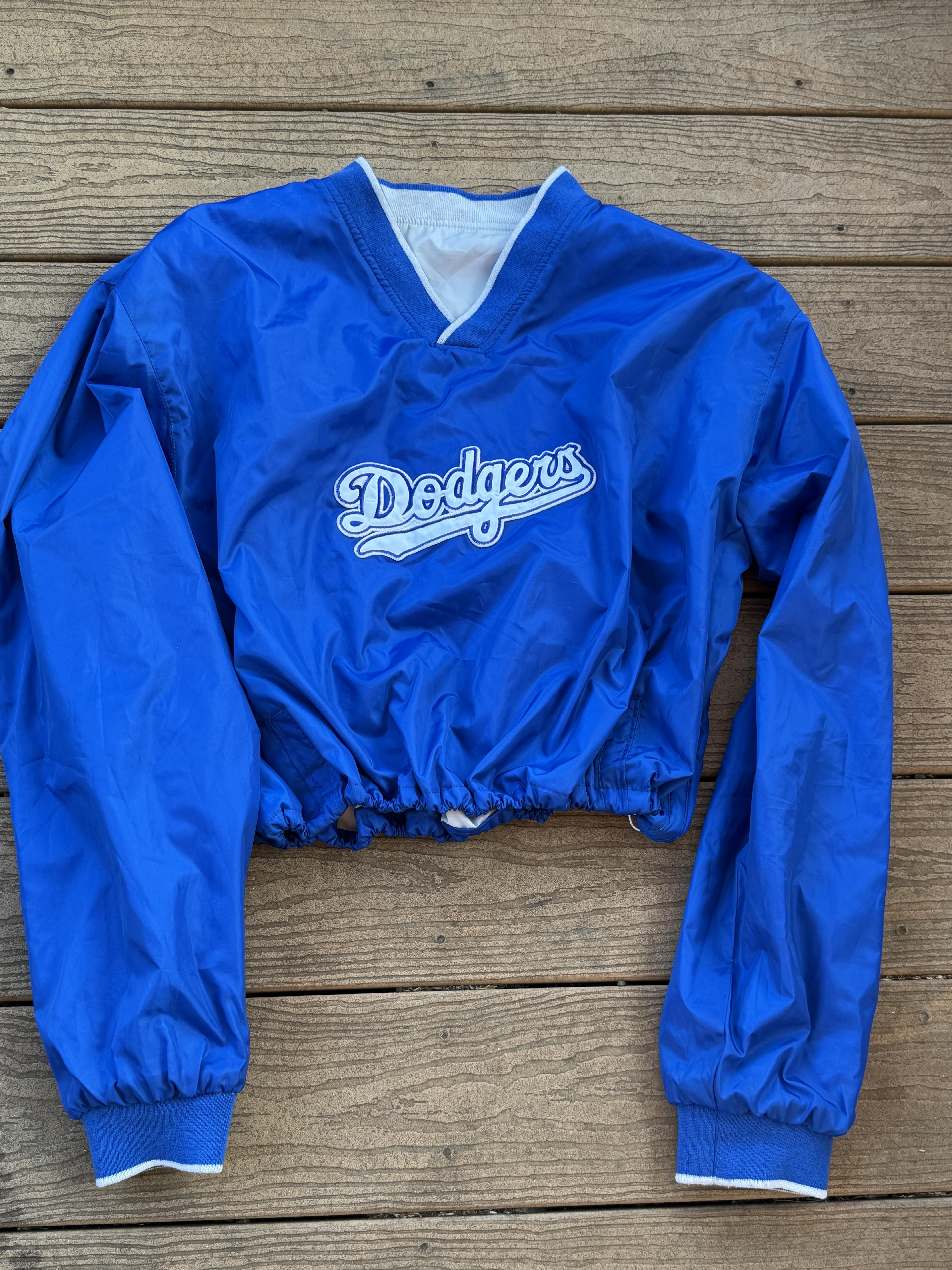 Los Angeles Dodgers Reversible Windbreaker Cropped Vintage Pullover MLB Baseball Large