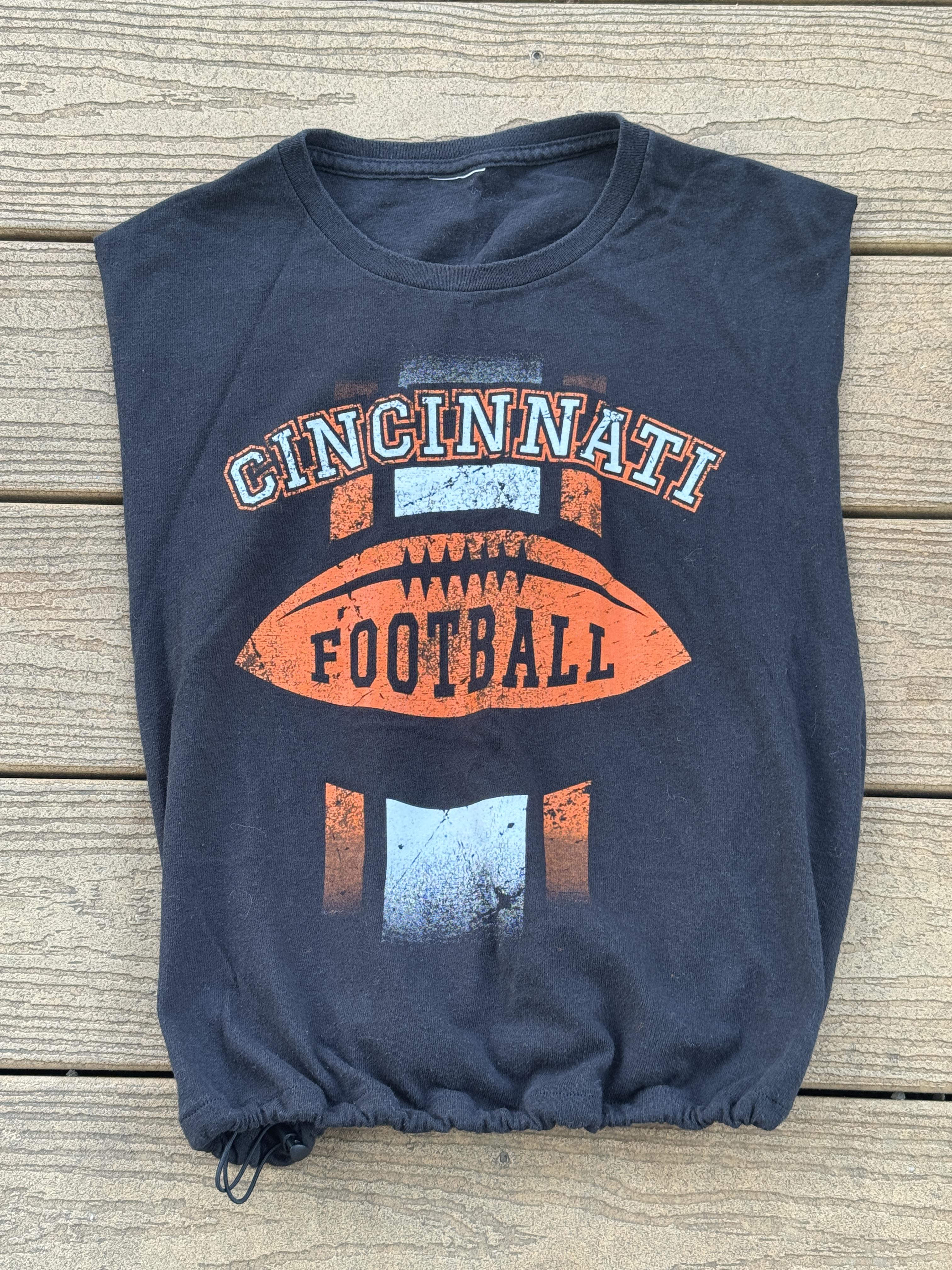 Custom Bengals Crop Muscle Tee Black 