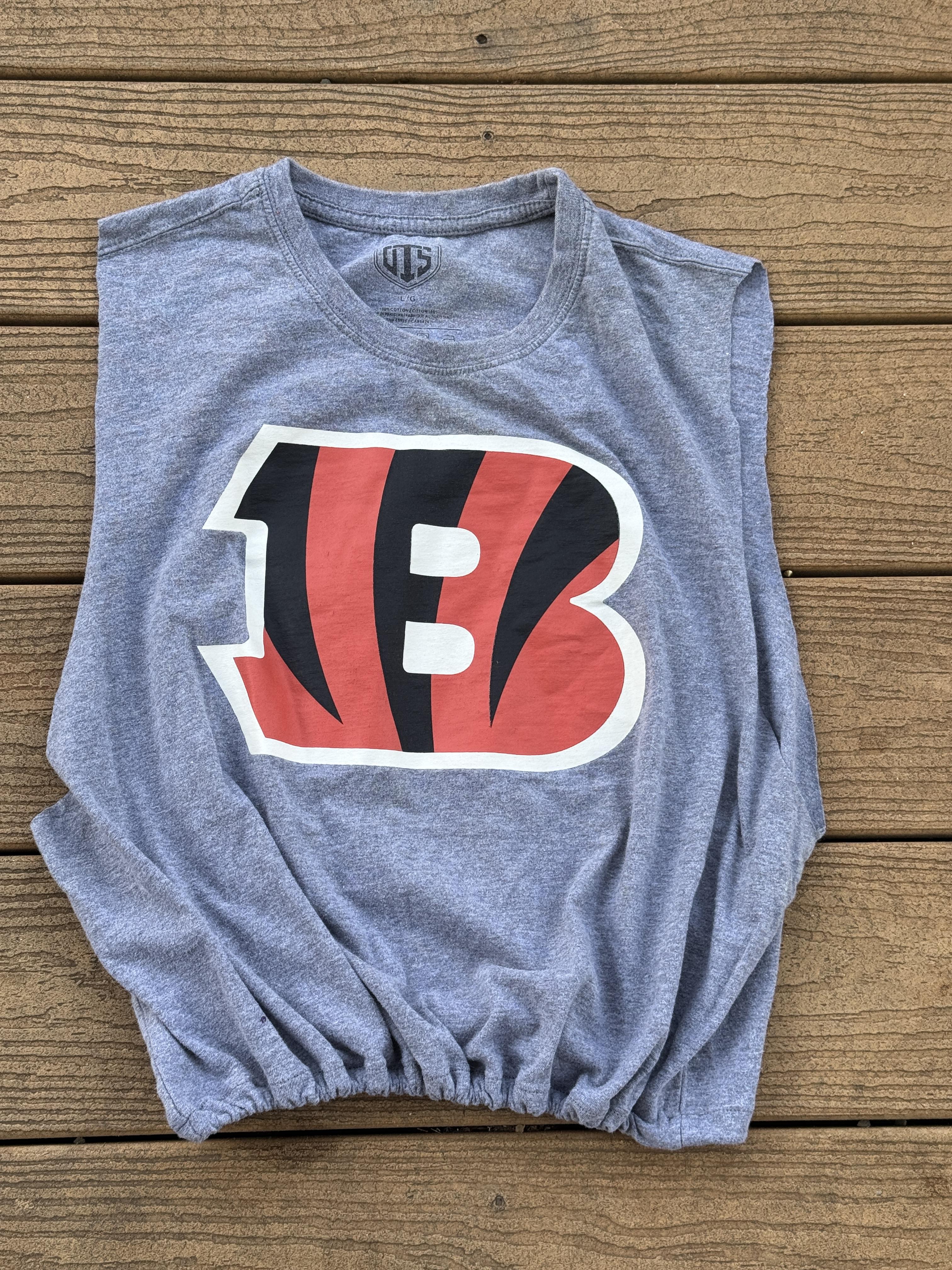 Custom Bengals Crop Muscle Tee Gray