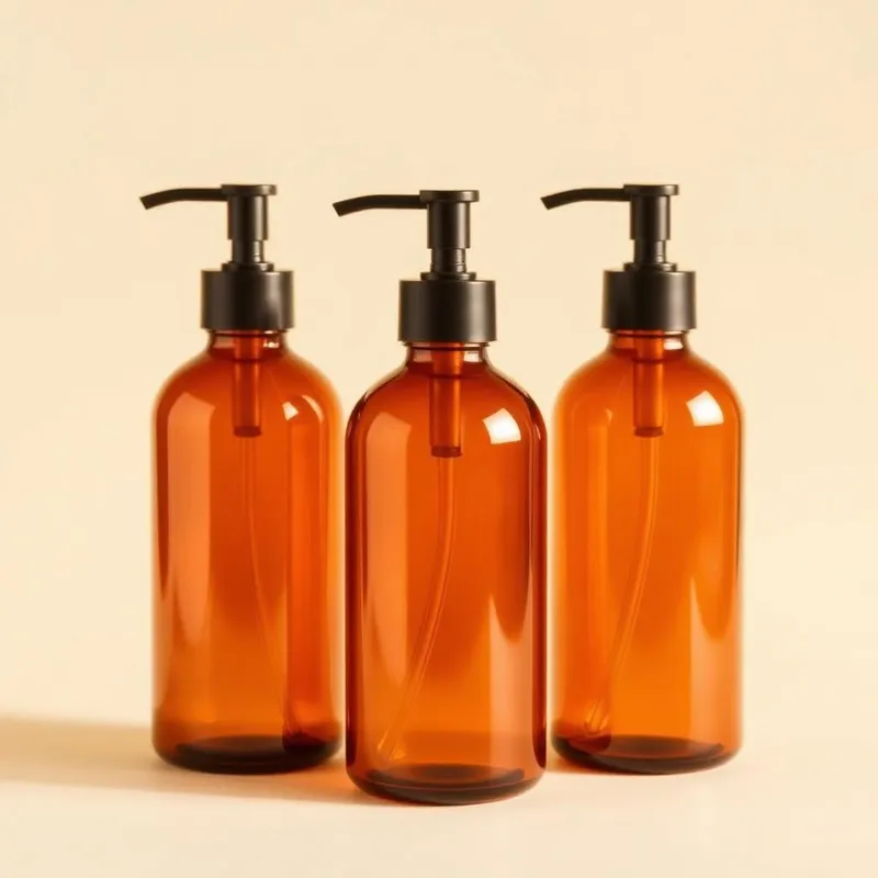 Amber Glass Amenity Dispenser Set