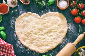 Heart-shaped pizza for Valentine's Day