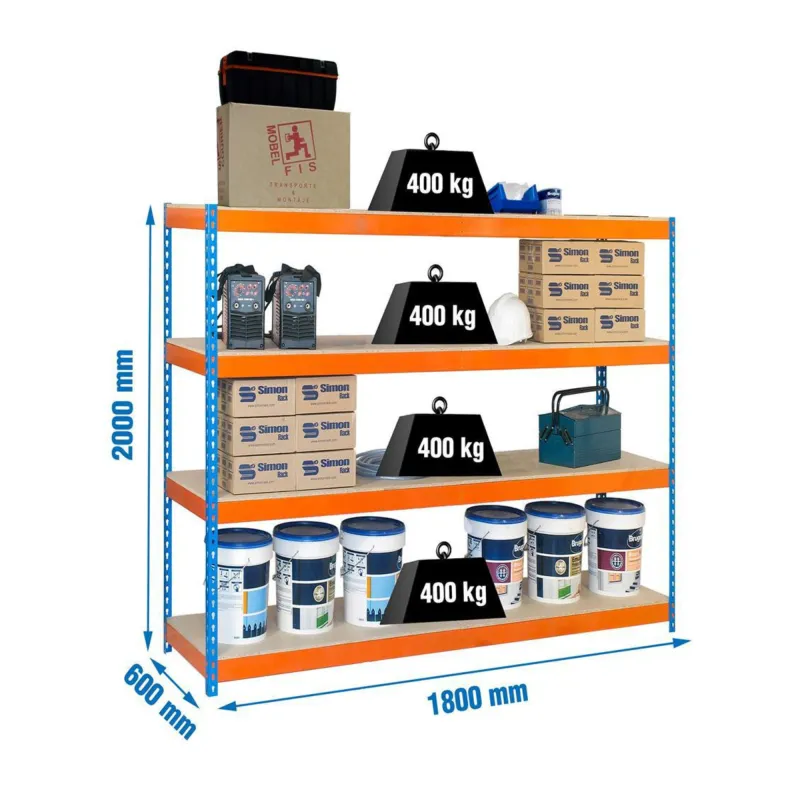 ECOFORTE 1806-4 CHIPBOARD AZUL/NARANJA/MADERA