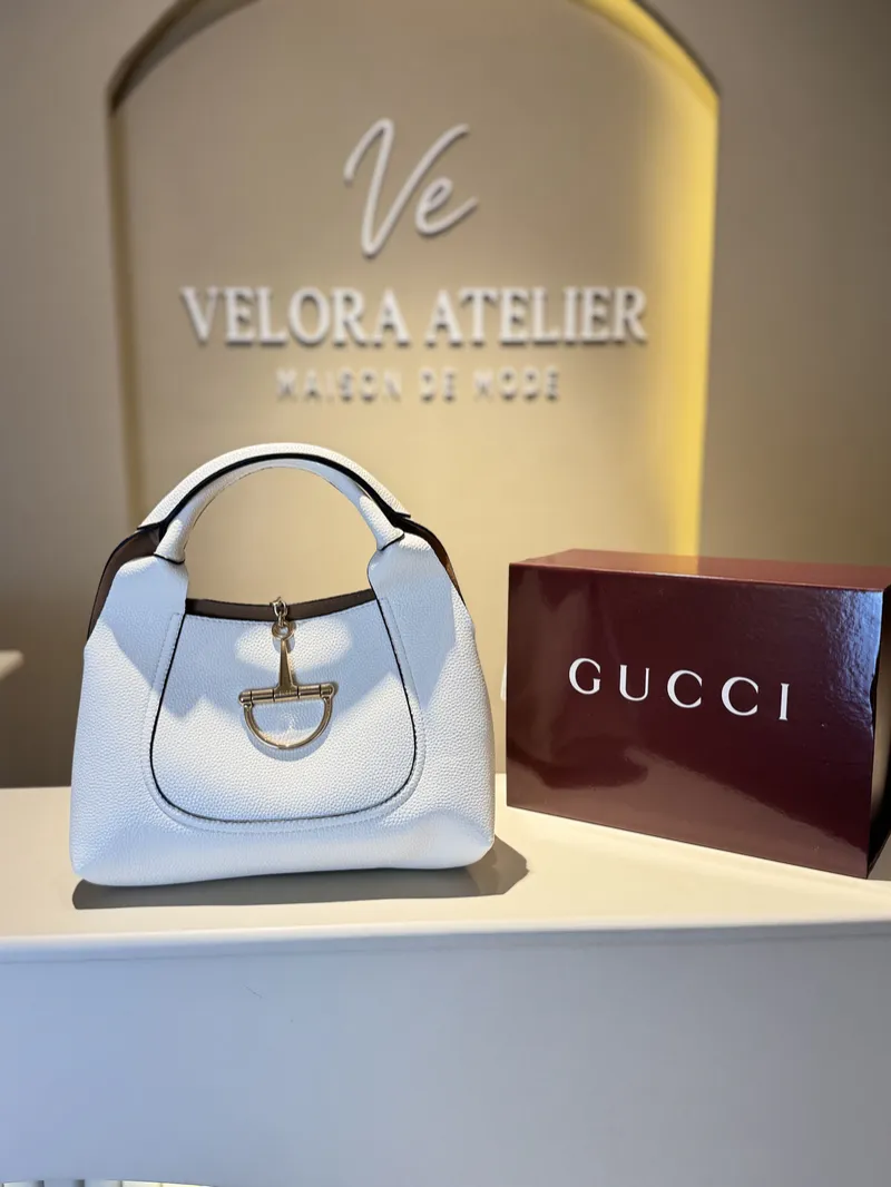 Gucci Softbit Textured Leather Tote Super Master (White) 
