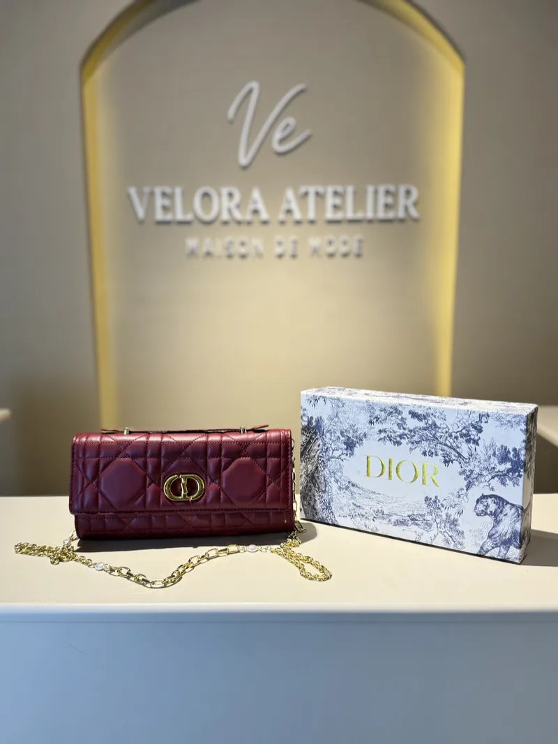 Dior Caro Top Handle Super Master With Package (Burgundy)
