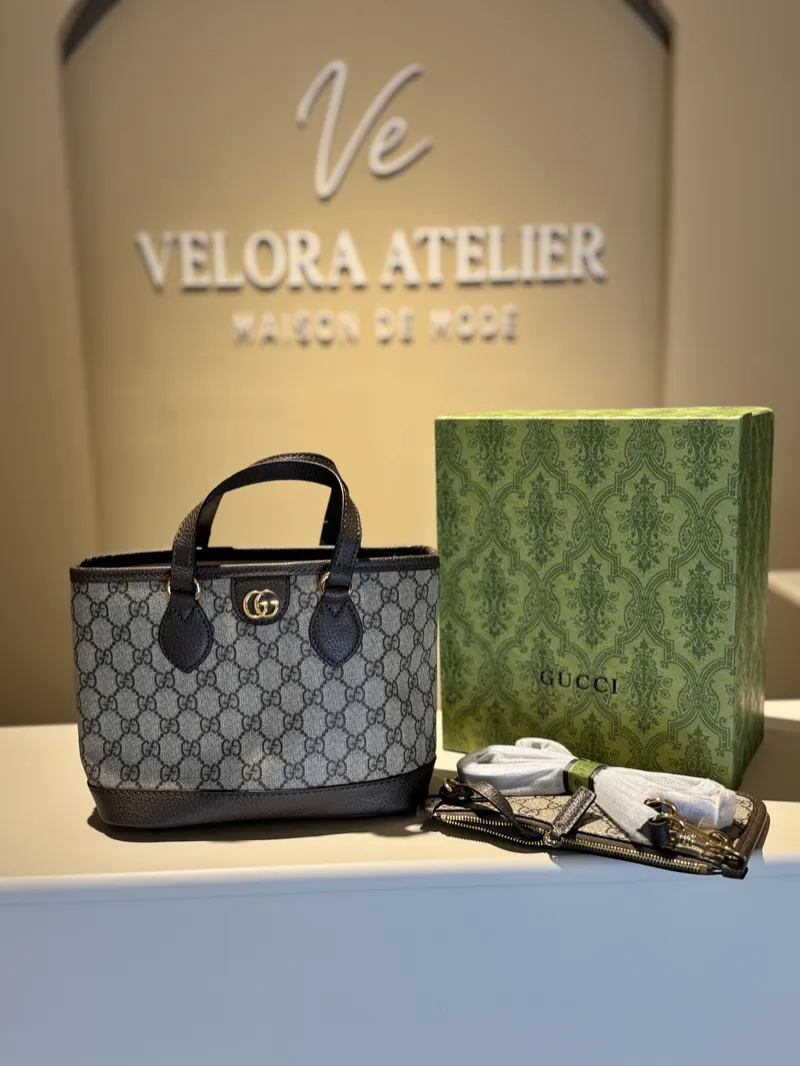 Gucci Ophidia Mini Tote Super Master with Package (Brown) 
