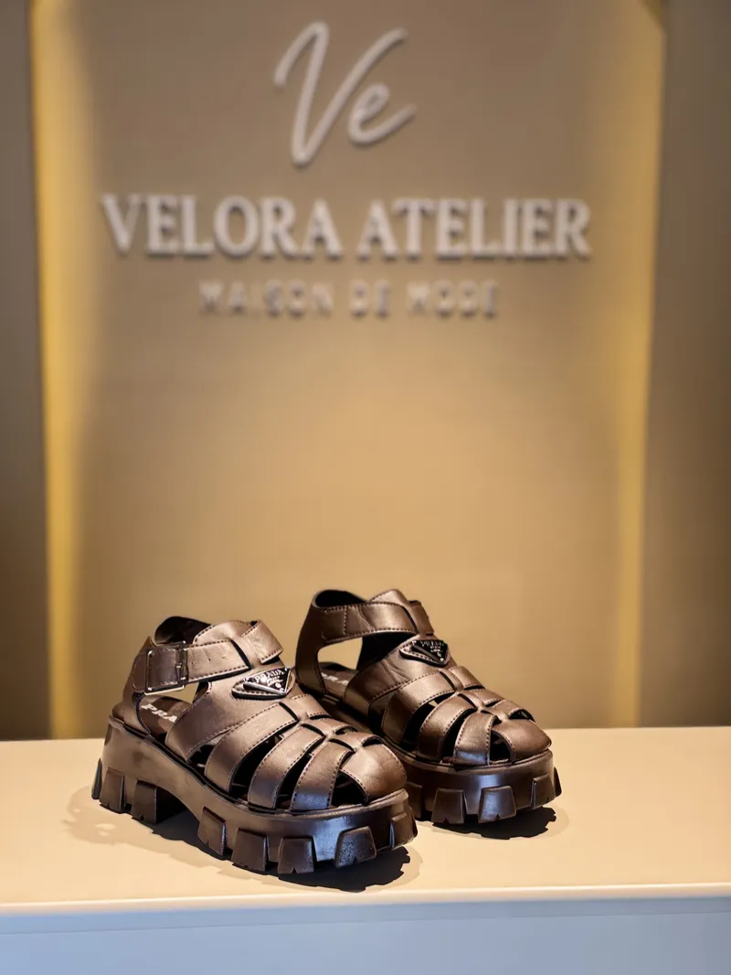 Prada Monolith Brown Sandal