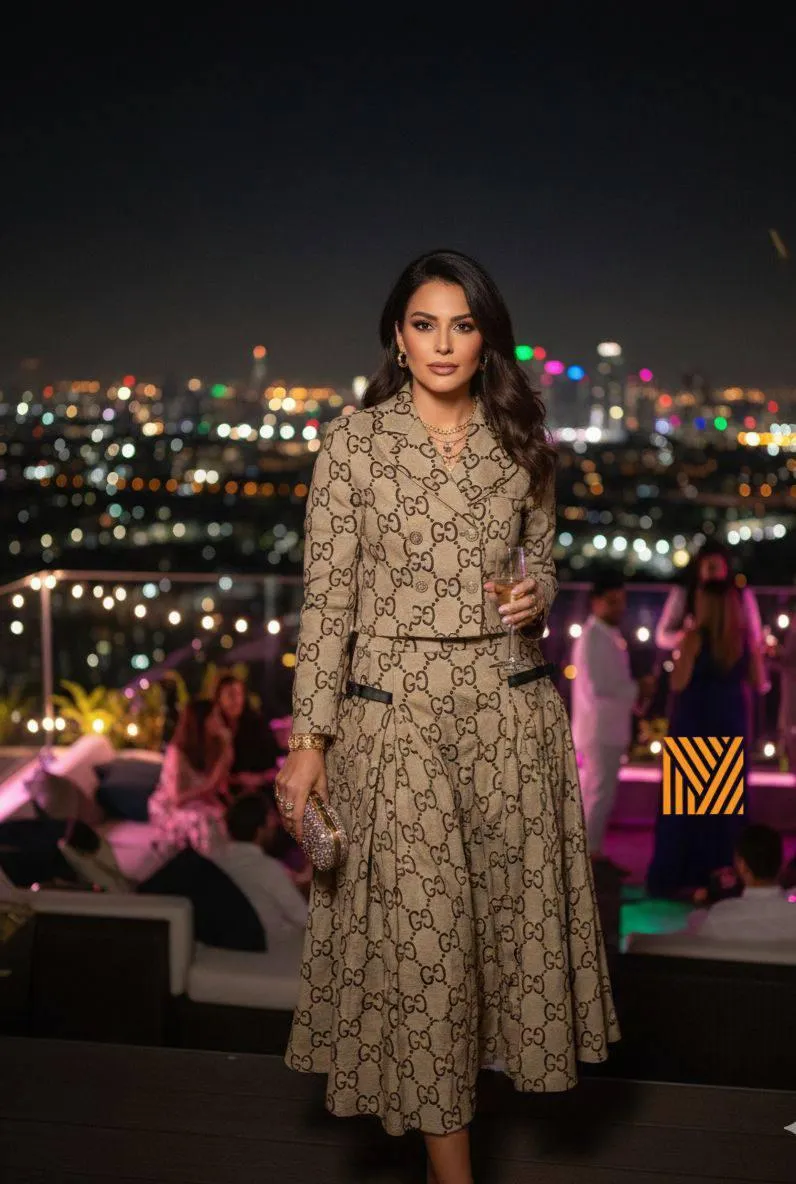 Gucci GG Canvas Jacket & Midi Skirt Set