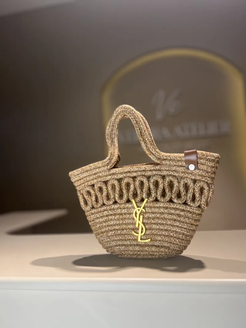 YSL - Raffia Basket Tote Bag