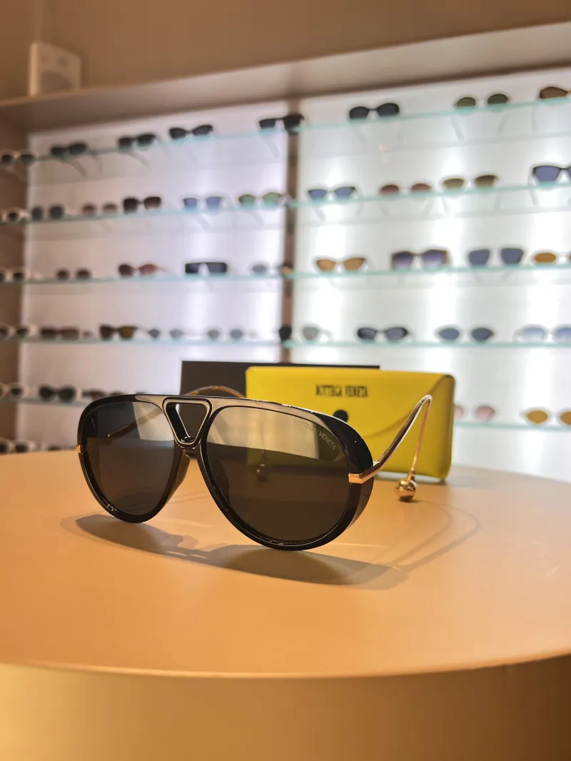 Bottega Veneta Drop Aviator Black Sunglasses