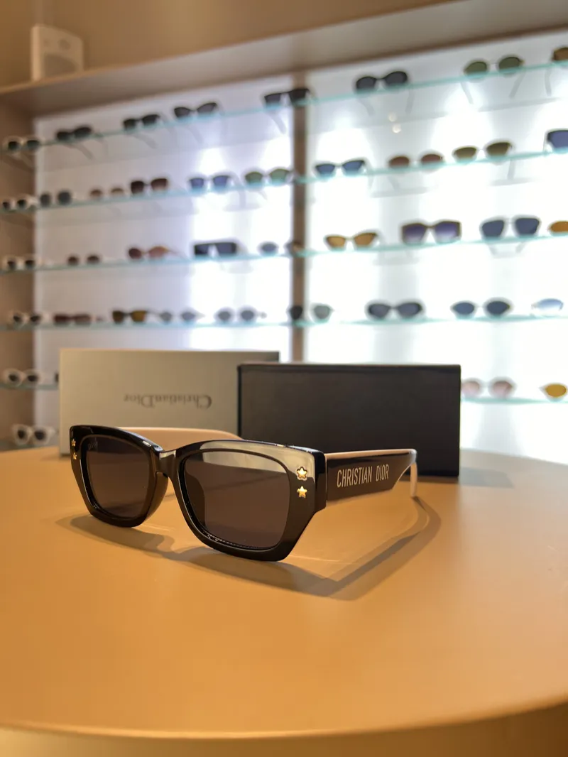 Dior Black Acetate White Edges Silver Star