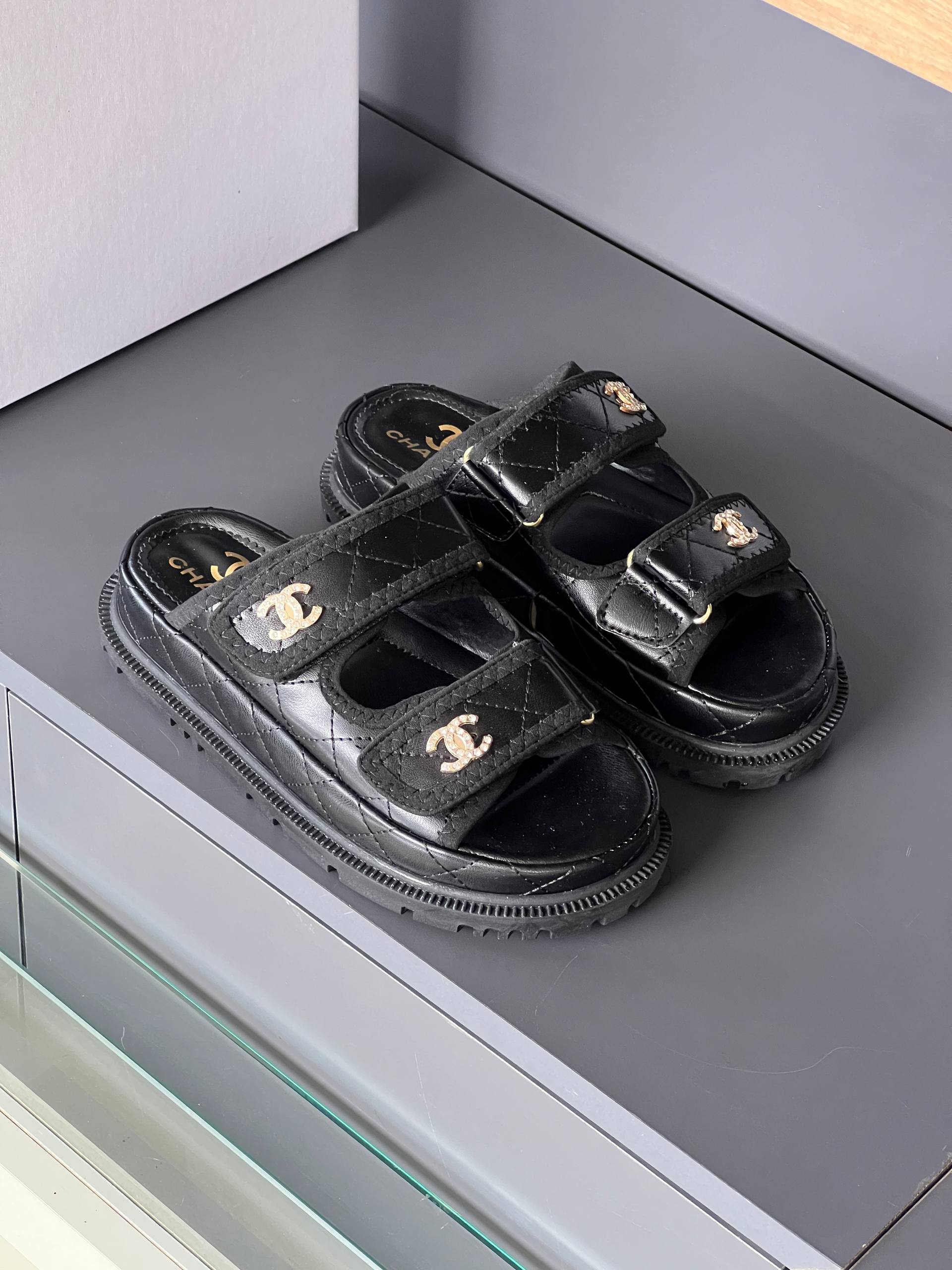 Chanel Black Slippers