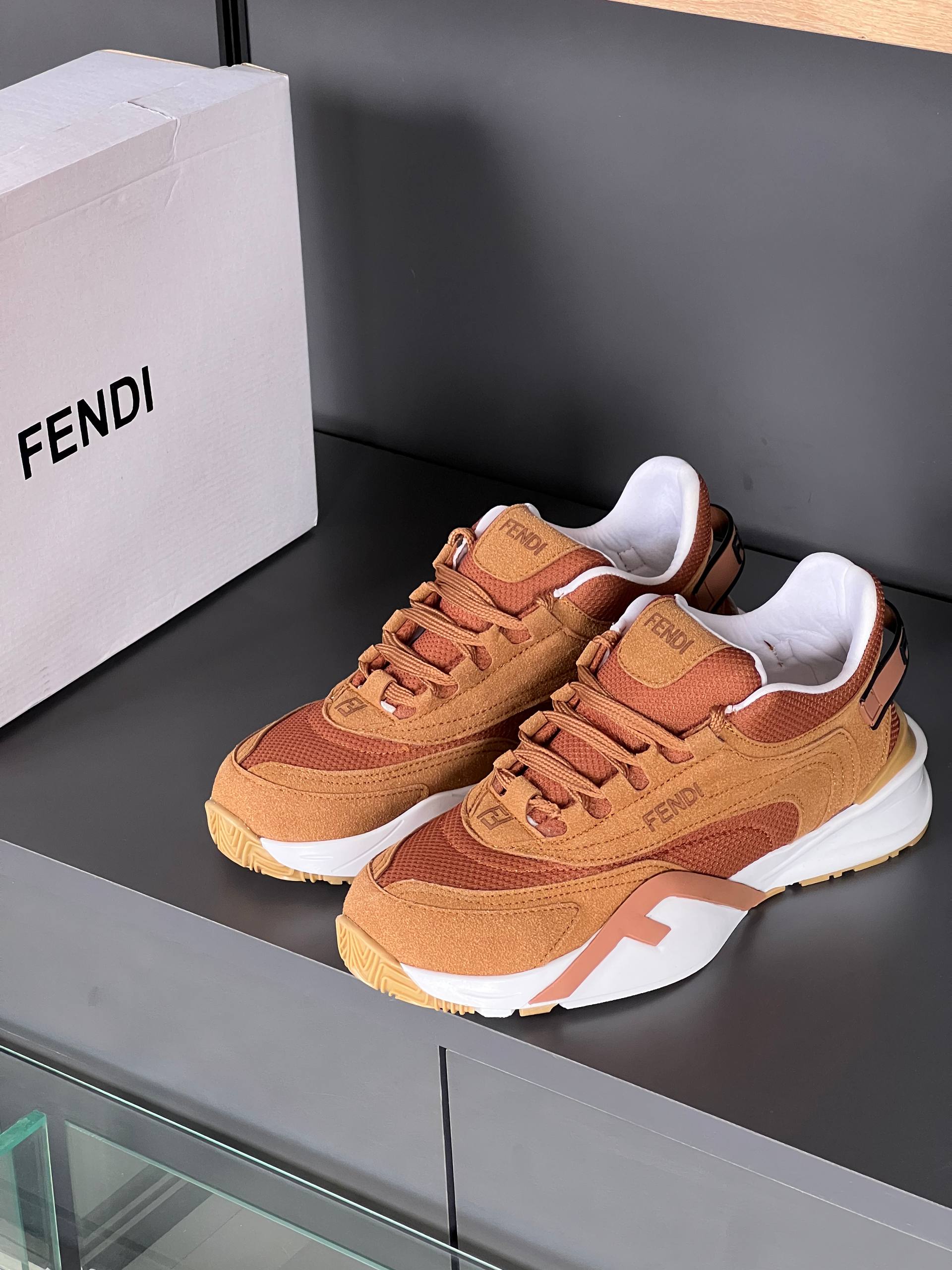 Fendi Flow Tobacco Brown Sneakers