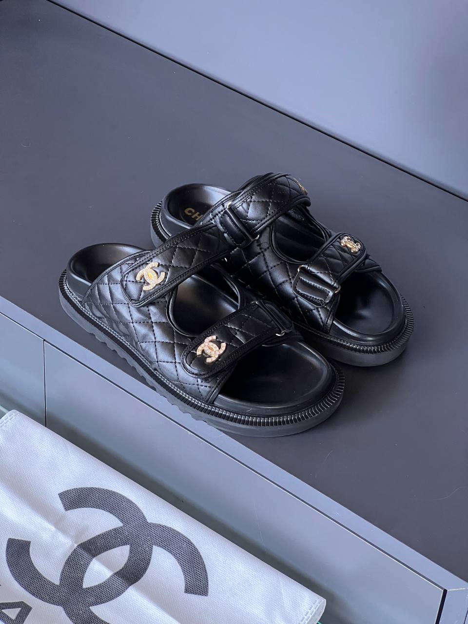 Chanel Dad Black Sandals